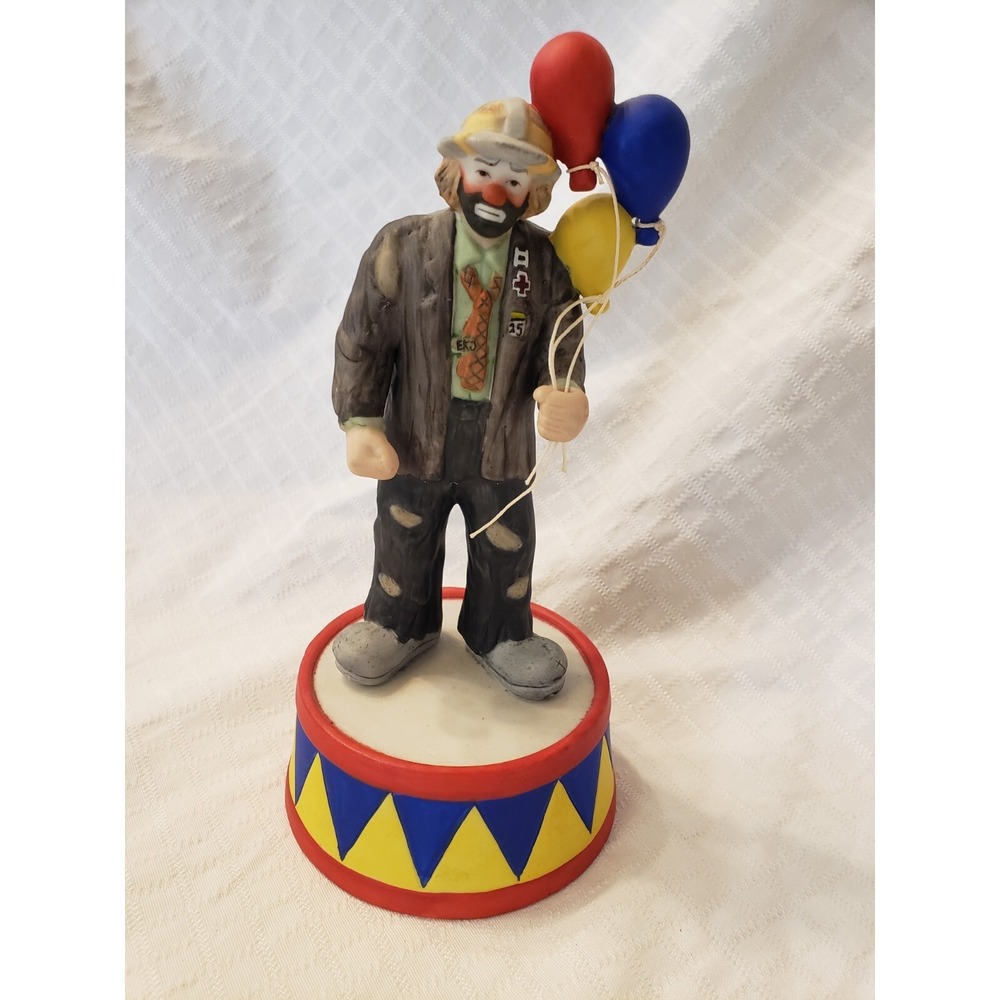 Emmett Kelly Jr Flambro Collection Music Box Hobo Clown With Balloons‎ Vintage